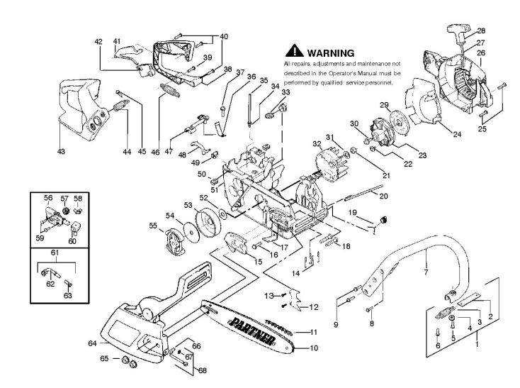Partner Formula 400 (952802065) Chainsaw CHASSIS & ENCLOSURES Spare Parts Diagram