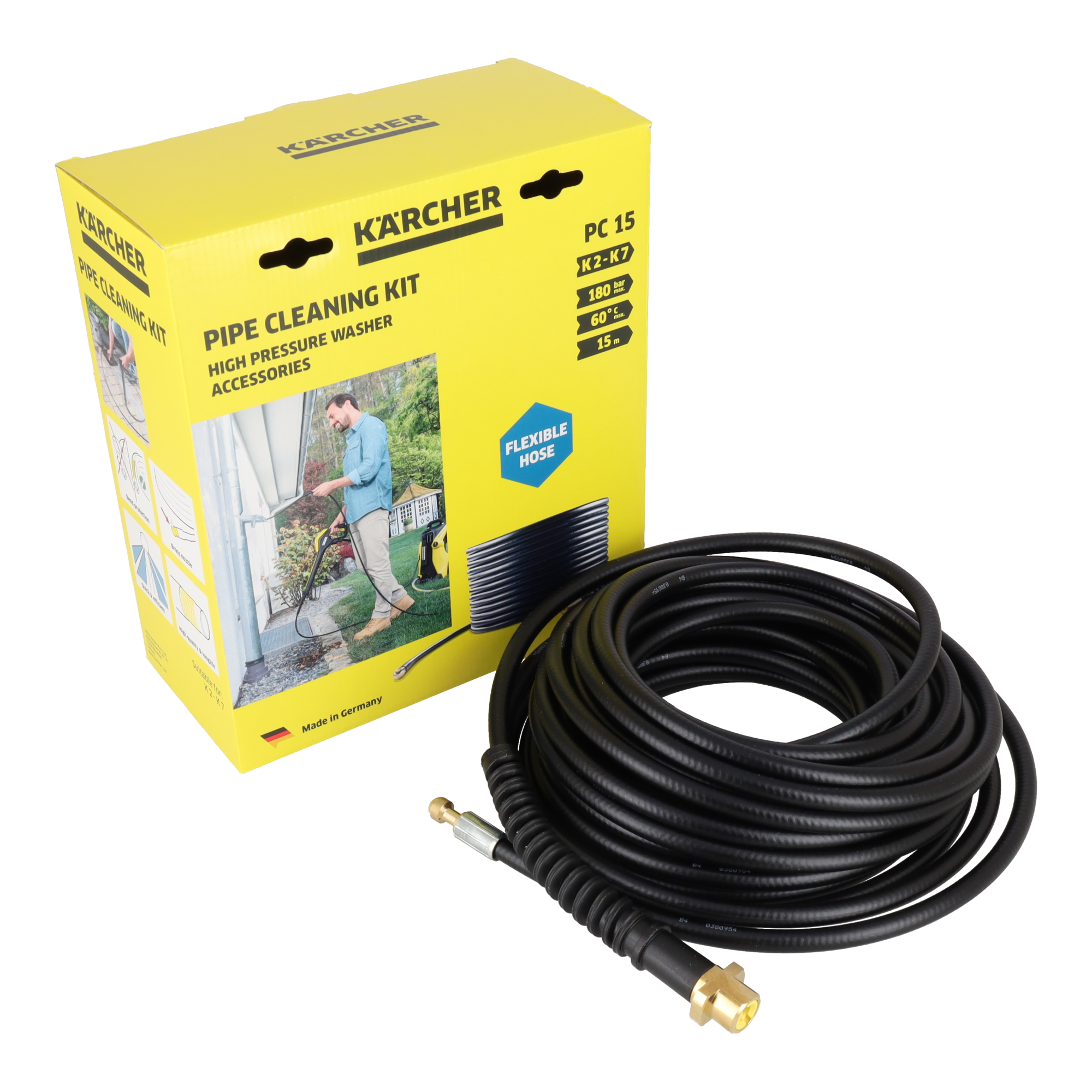 Karcher Pressure Washer 15M Drain Cleaning Kit - Part Number 2.637