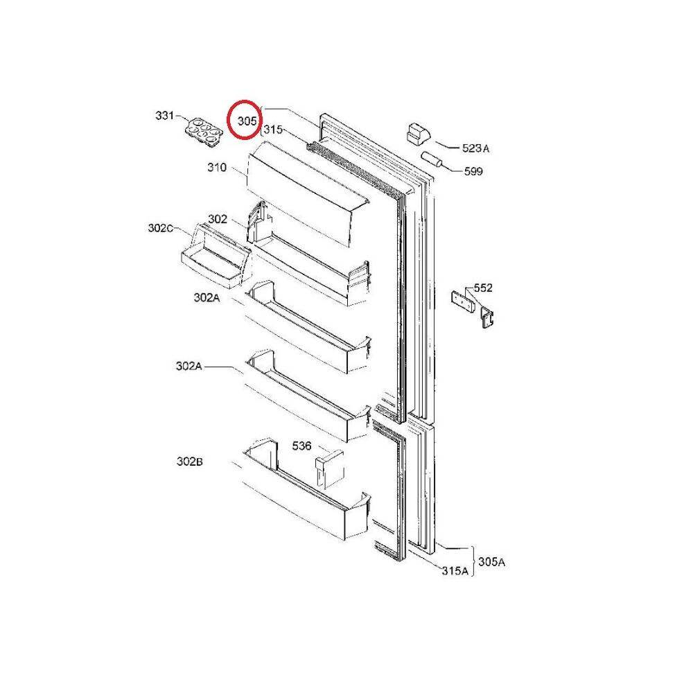 Electrolux Fridge & Freezer Top Fridge Compartment Door Part Number