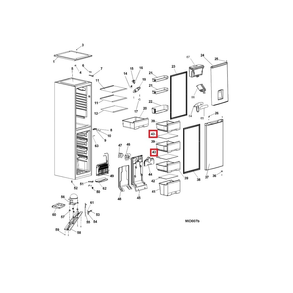 Indesit Fridge & Freezer Freezer Section Glass Shelf Part Number