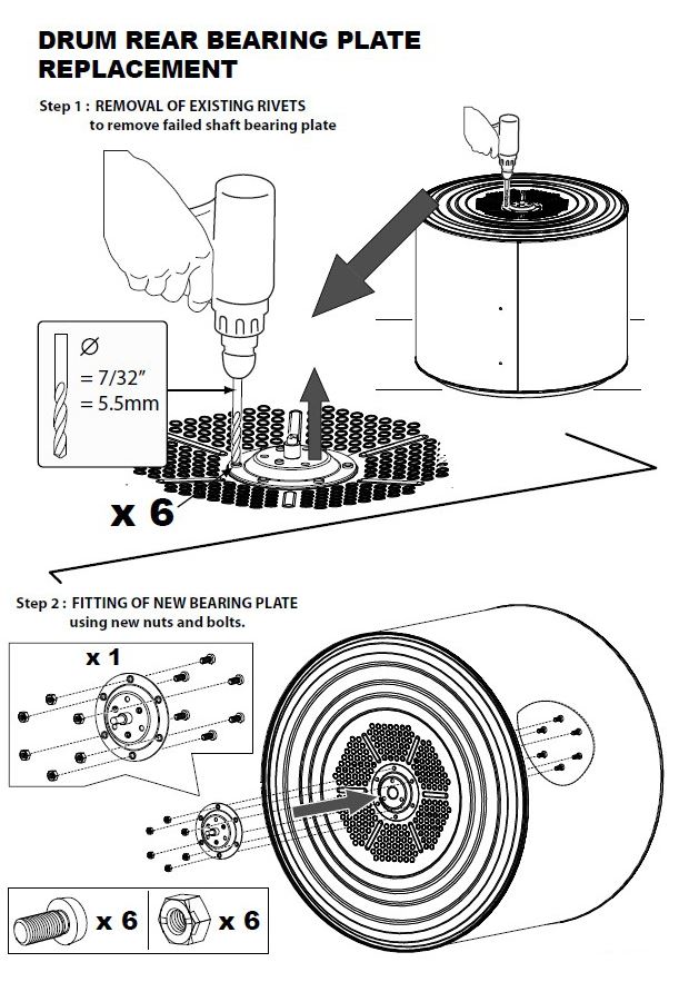 Drum Shaft Kit Instructions riveted drum shaft