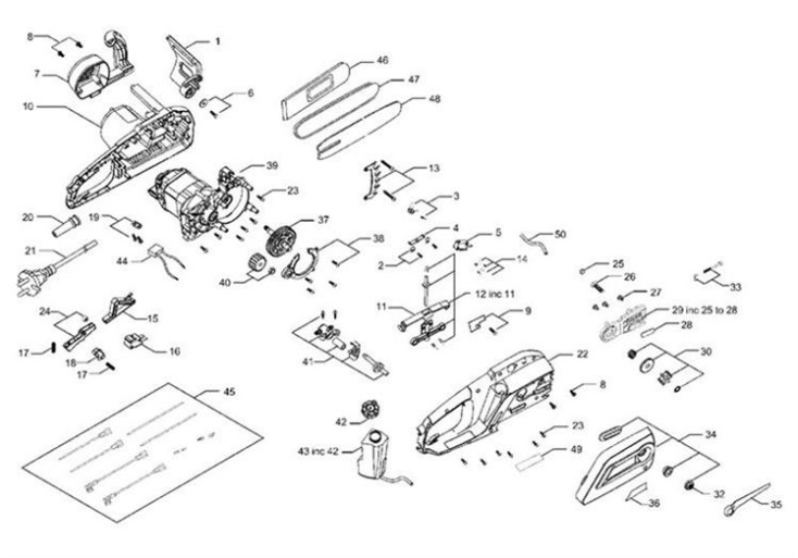 Partner P516, P518, P520 (964830101) Chainsaw PRODUCT COMPLETE Spare Parts Diagram