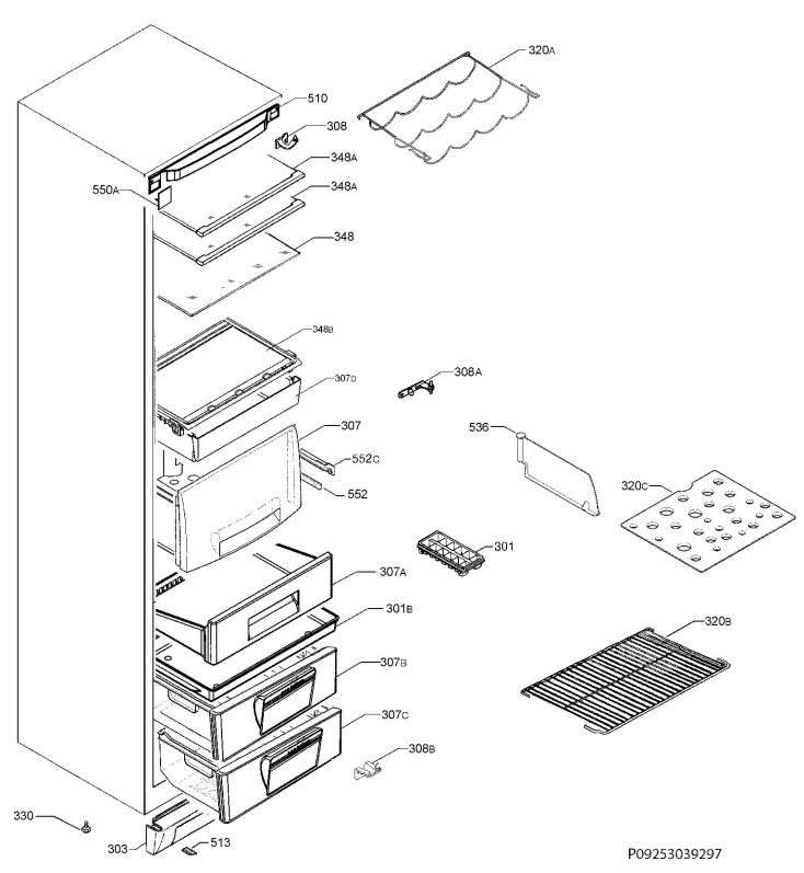 John Lewis JLSS1814 (92503408700) Fridge & Freezer Housing Spare Parts