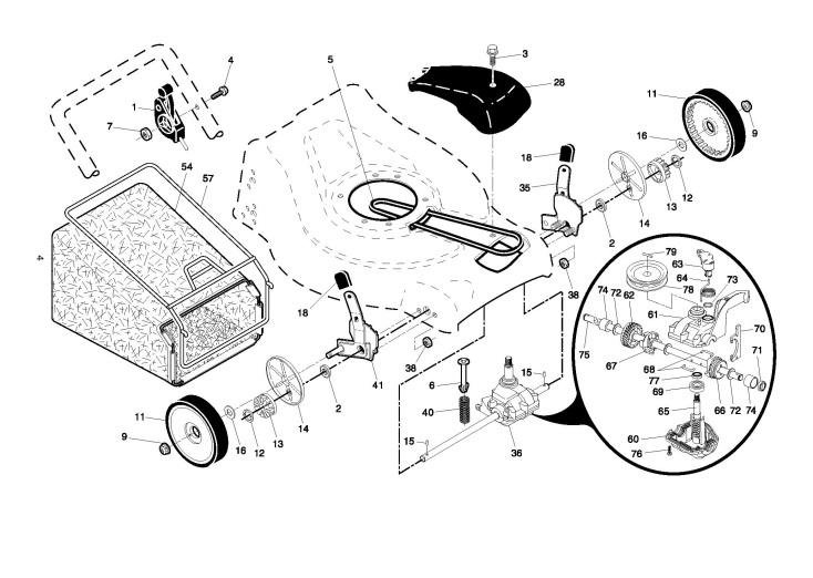 Flymo FL521D (96141011902) Lawnmower GEAR CASE Spare Parts Diagram