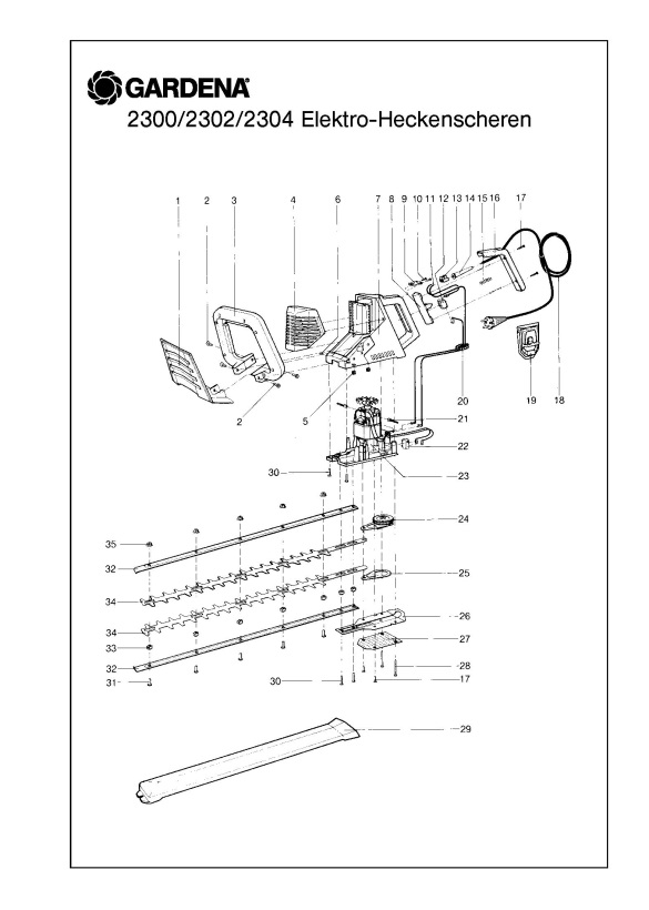 Gardena 40 S (230020) Hedge Trimmer PRODUCT COMPLETE Spare Parts Diagram