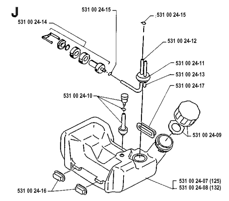 Husqvarna 125 R (199201) Trimmer FUEL TANK Spare Parts Diagram