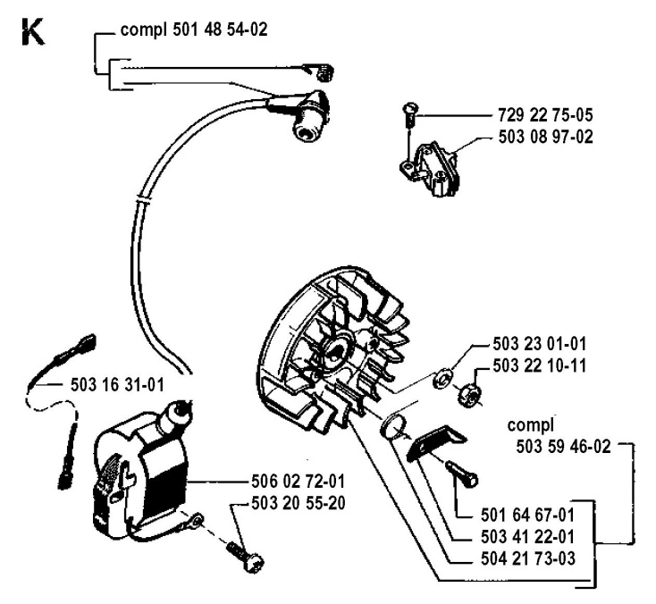 Husqvarna 51 1990 01 Chainsaw Cylinder Cover Spare Parts Diagram
