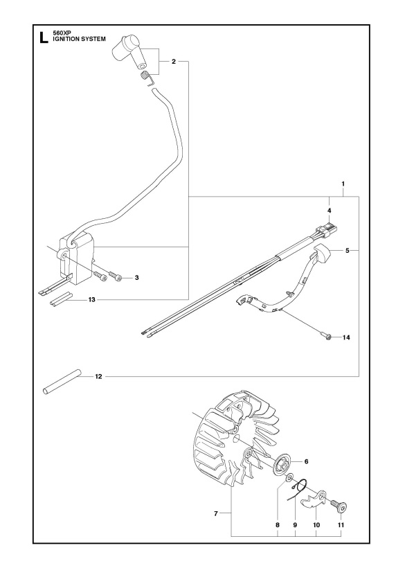 Husqvarna 560 XP/XPG Chainsaw IGNITION SYSTEM Spare Parts Diagram