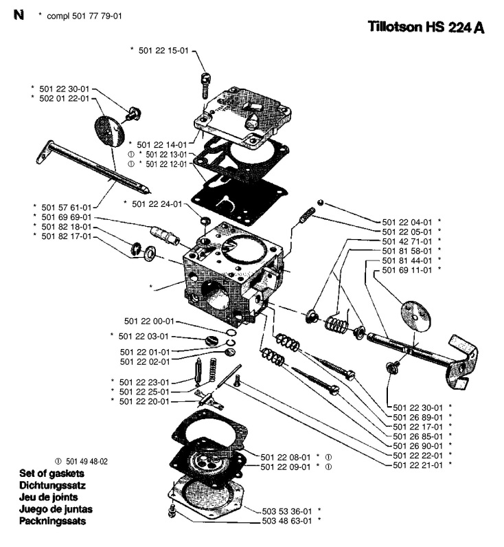 Husqvarna 266 Chainsaw CARBURETOR DETAILS Spare Parts Diagram