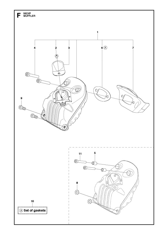Husqvarna 562 XP/XPG Chainsaw MUFFLER Spare Parts Diagram