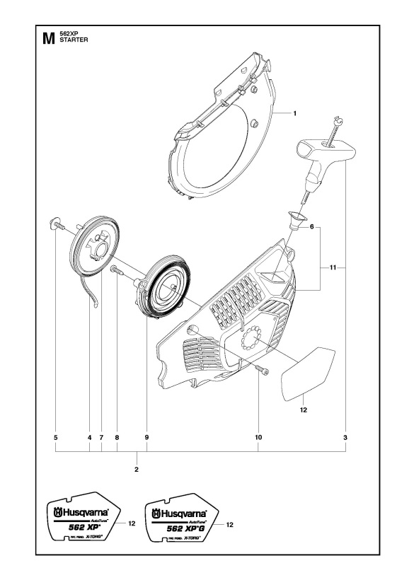 Husqvarna 562 Xp Xpg Chainsaw Starter Spare Parts Diagram