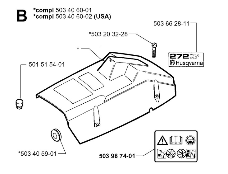 Husqvarna 272 XP (1999-11) Chainsaw COVER Spare Parts Diagram