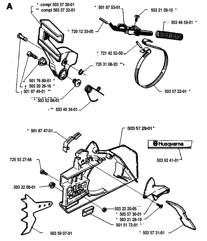 Husqvarna 61 (199309) Chainsaw CHAIN BRAKE Spare Parts Diagram