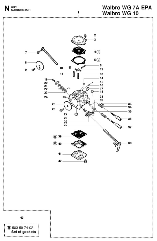 Husqvarna 3120 XP 3120 XP EPA (201009) Chainsaw CARBURETOR Spare Parts