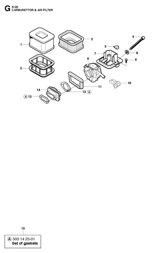 Husqvarna 3120 XP 3120 XP EPA (201009) Chainsaw CARBURETOR & AIR