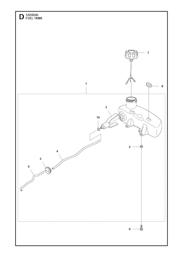 Husqvarna 122 HD45 Hedge Trimmer FUEL TANK Spare Parts Diagram