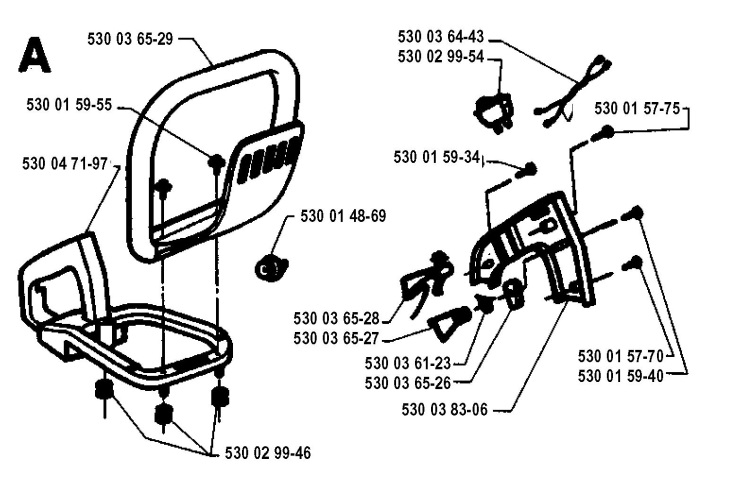 Husqvarna 18H (1995-08) Hedge Trimmer HANDLE Spare Parts Diagram