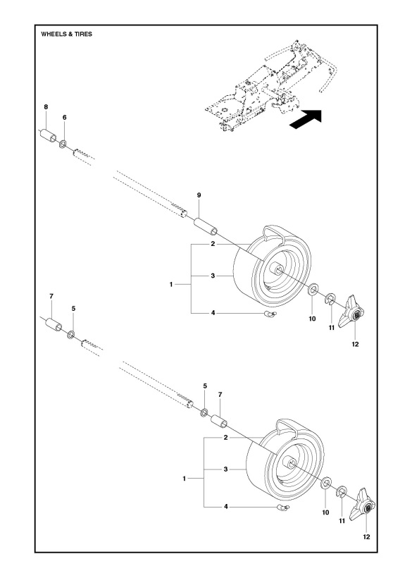 Husqvarna R216 Awd 967150701 Ride On Mower Wheels U0026 Tires Spare Parts Diagram