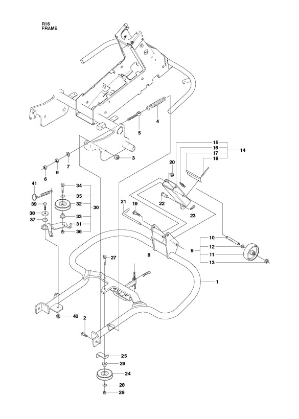 Husqvarna RIDER 16 (965161601) Ride On Mower FRAME Spare Parts Diagram