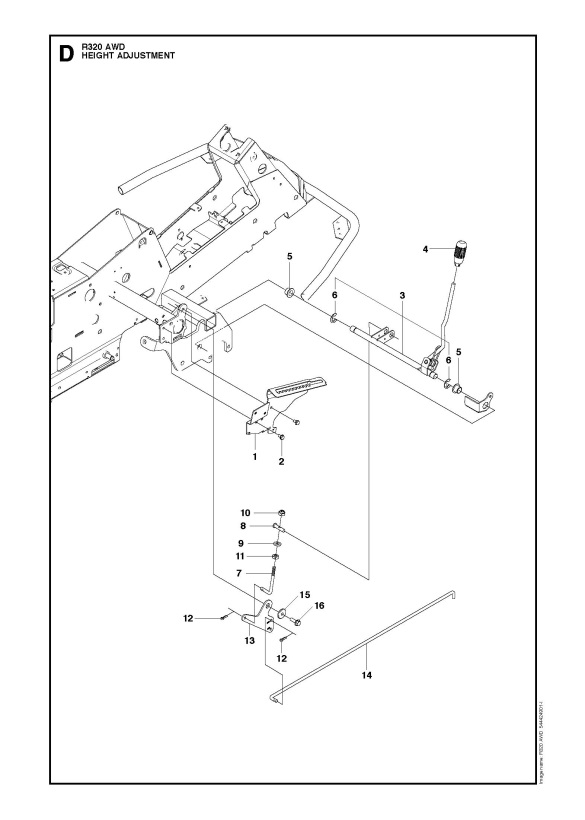 Husqvarna R320 AWD (967151701) Ride On Mower HEIGHT ADJUSTMENT Spare
