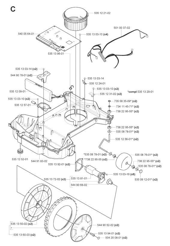 Husqvarna AUTOMOWER 220 AC (200802) Robotic Lawnmower CHASSIS LOWER