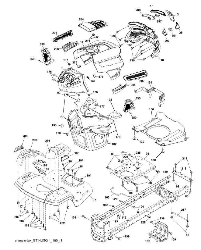 Husqvarna TS 242 (96041038400) Ride On Mower CHASSIS & ENCLOSURES Spare