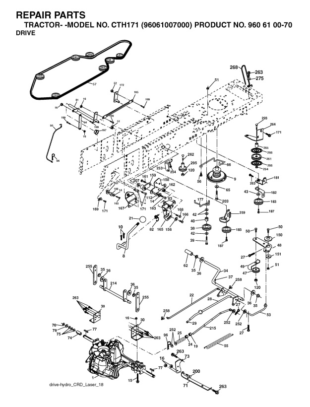 Husqvarna CTH171 (96061007000) Ride On Mower DRIVE Spare Parts Diagram