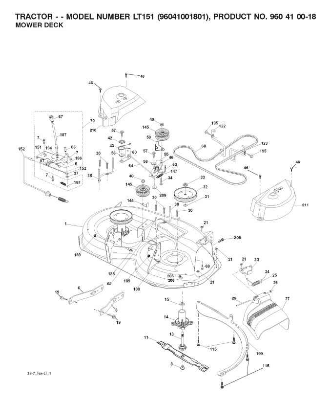 Husqvarna LT151 (96041001702) Ride On Mower MOWER DECK / CUTTING DECK