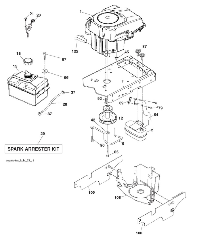 Husqvarna LT154 (96041024101) Ride On Mower ENGINE Spare Parts Diagram