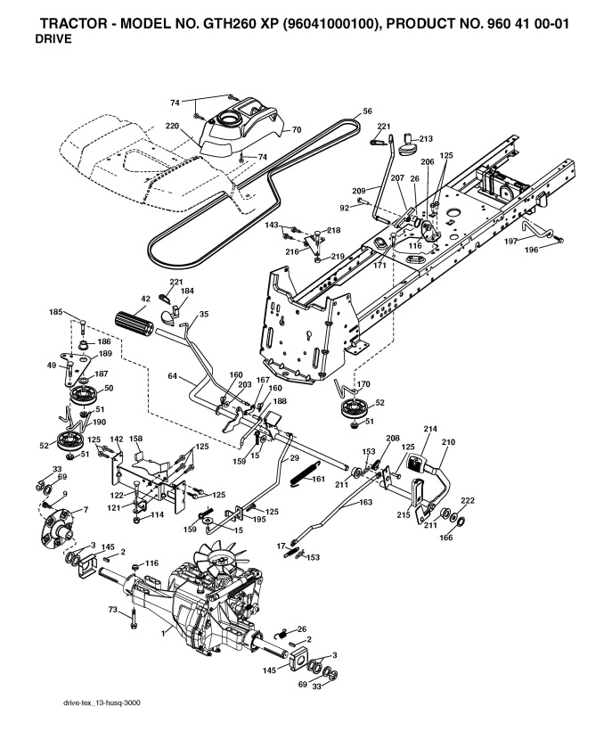Husqvarna GTH260 XP (96041000100) Ride On Mower DRIVE Spare Parts Diagram