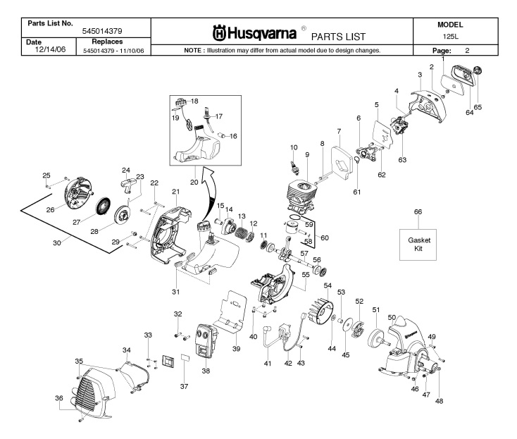 Husqvarna 125 L (2007-04) Trimmer ENGINE Spare Parts Diagram