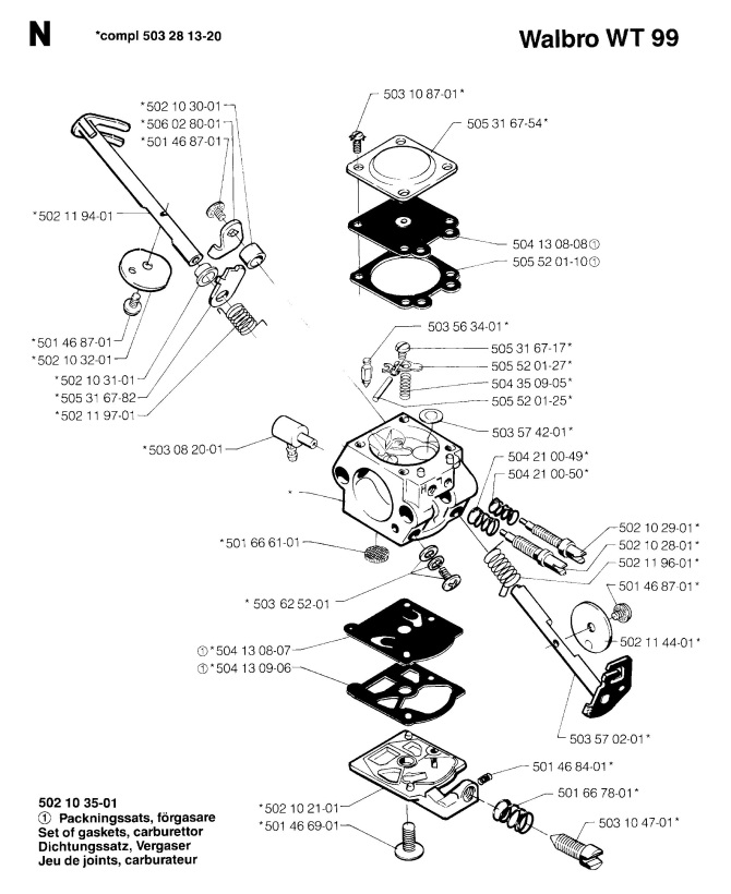 Jonsered GR41 (199806) Trimmer CARBURETOR DETAILS Spare Parts Diagram