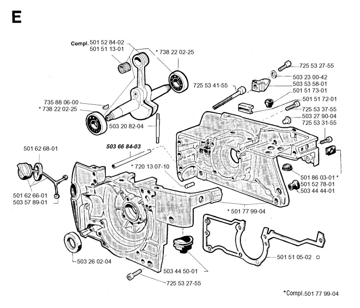 Jonsered 630 SUPER II (1993-06) Chainsaw CRANKCASE Spare Parts Diagram