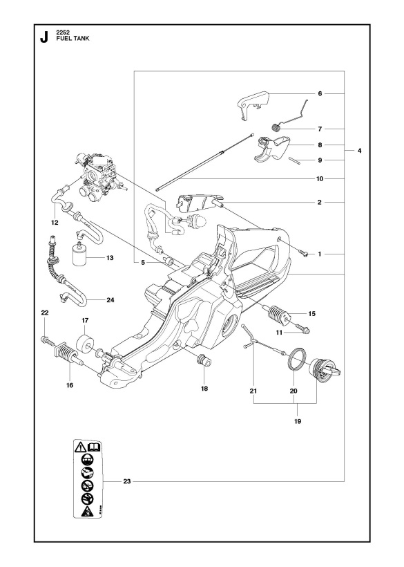 Jonsered CS2252 Chainsaw FUEL TANK Spare Parts Diagram