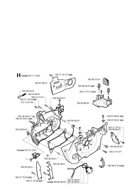 Jonsered 2149 (200109) Chainsaw CRANKCASE Spare Parts Diagram