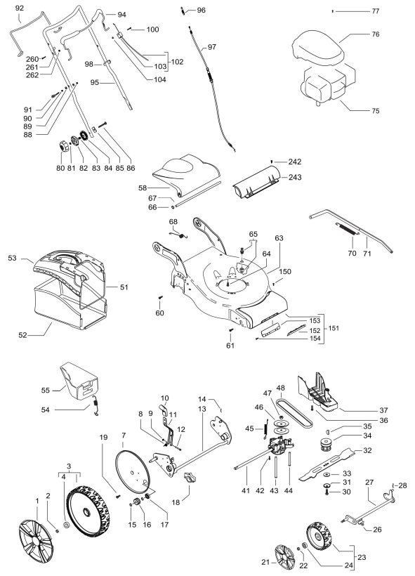McCulloch M46140 WR (96717390104) Lawnmower PRODUCT COMPLETE Spare