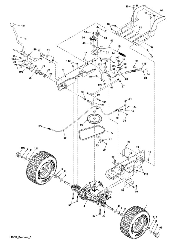 McCulloch M10577 X (96021002601) Ride On Mower DRIVE Spare Parts Diagram
