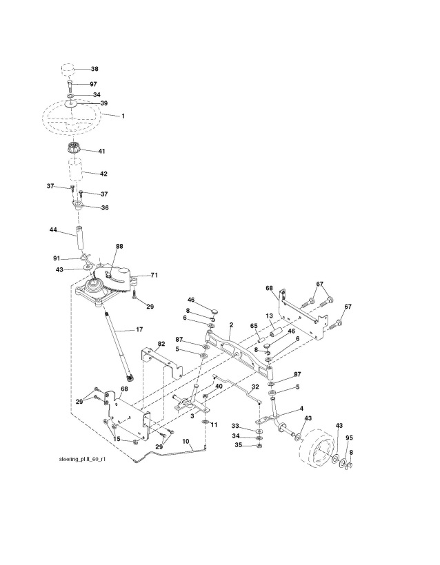 McCulloch M175H38RB (96061033600) Ride On Mower STEERING Spare Parts