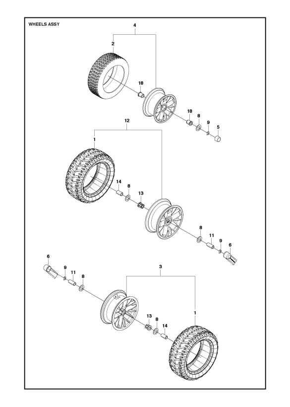 McCulloch M12585F (967295401) Ride On Mower WHEELS & TIRES Spare Parts