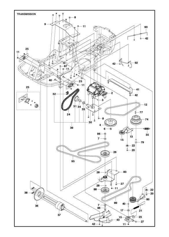 McCulloch M12585F (967295401) Ride On Mower TRANSMISSION Spare Parts