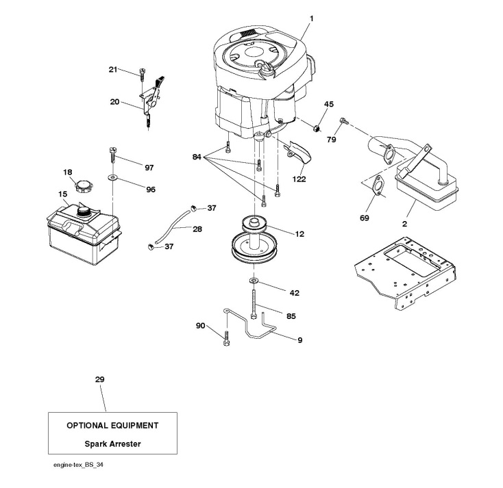 Partner P11577RB (96041009401) Ride On Mower ENGINE Spare Parts Diagram