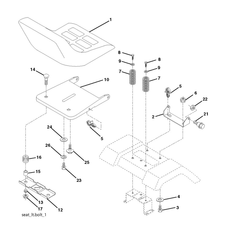 Partner P12597 (96011023902) Ride On Mower SEAT Spare Parts Diagram