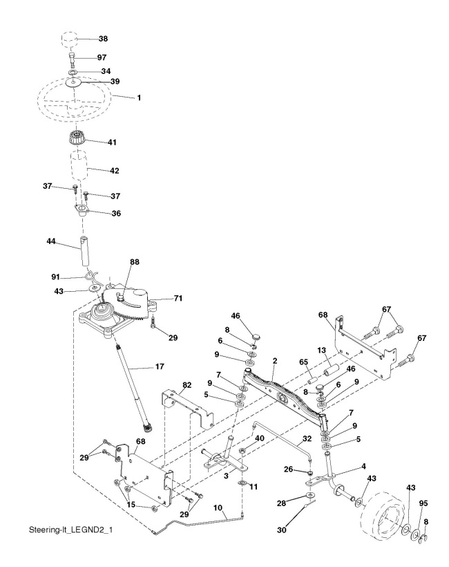 Partner P12597 (96011023902) Ride On Mower STEERING Spare Parts Diagram