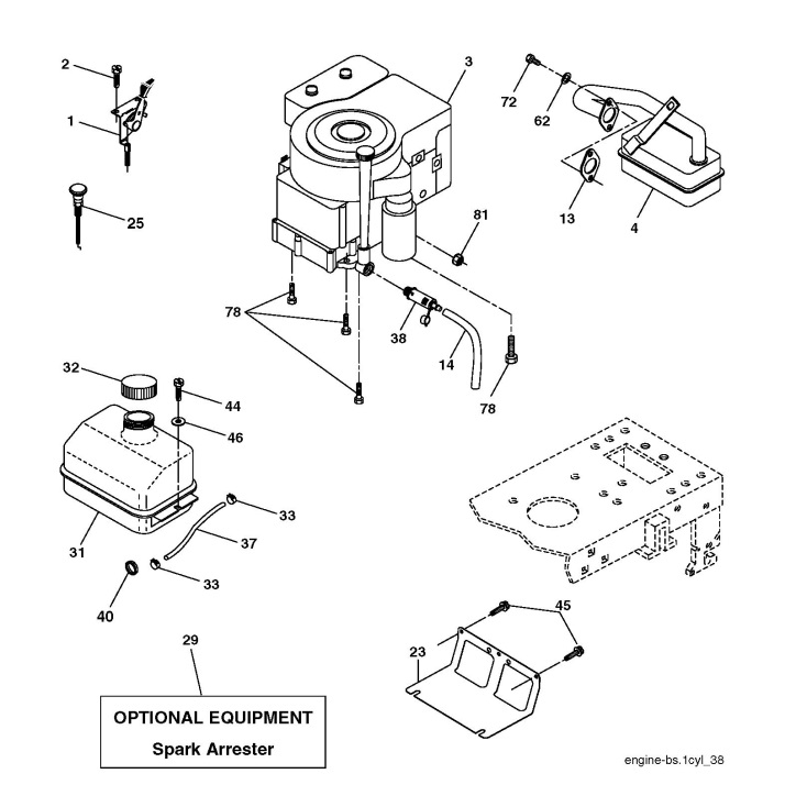 Rally REN1192 (96011005400) Ride On Mower ENGINE Spare Parts Diagram