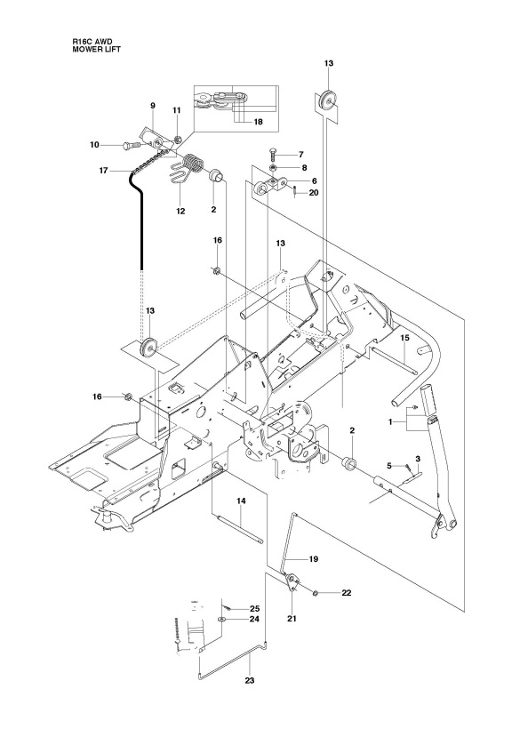 Husqvarna RIDER 16 C AWD (966830301) Ride On Mower MOWER LIFT / DECK