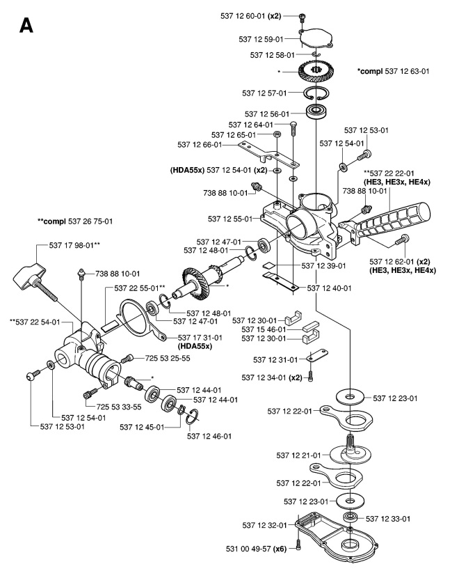 Husqvarna 325 HDA55 X-SERIES (2005-02) Hedge Trimmer GEAR HOUSING Spare