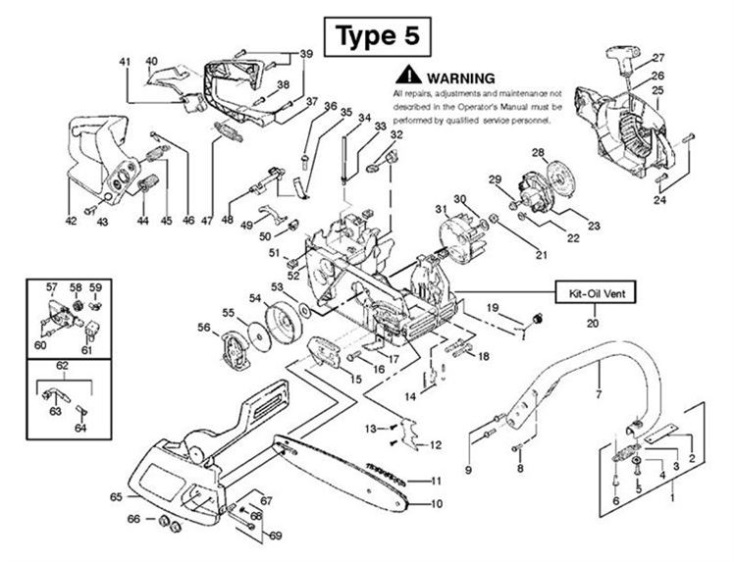 Partner 351, 370, 390, 420 (952801732) Chainsaw CHASSIS & ENCLOSURES