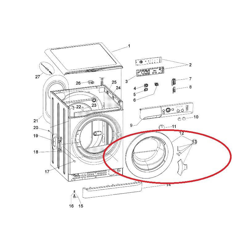 Indesit Washing Machine Complete Door Handle & Glass Part Number